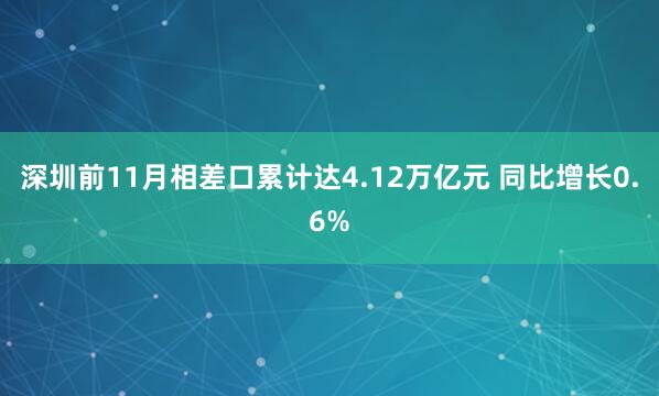 深圳前11月相差口累计达4.12万亿元 同比增长0.6%
